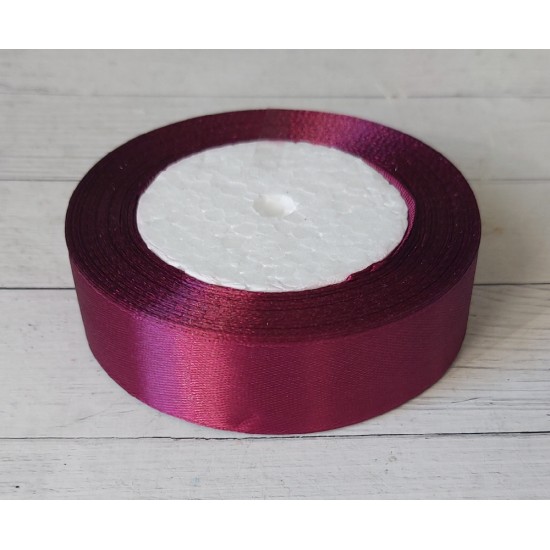 ОПТ Лента атласная однотонная 2,5 см*25 ярдов цв. винный, цена за катушку